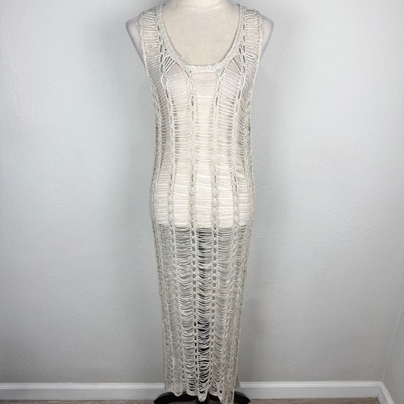 Harem Accessories Dresses & Skirts - Harem Accessories Cream Beige Cotton Open Knit Crochet Maxi Dress Corfu Greece